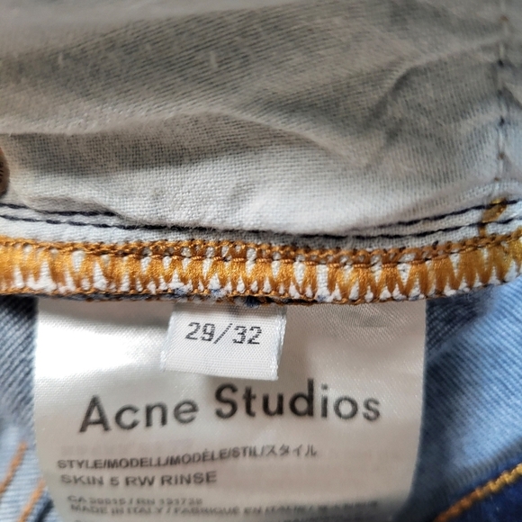 Acne Studios Jeans Dark Wash Denim Frayed Hem Skinny Style Women's Size 29 - Picture 8 of 9